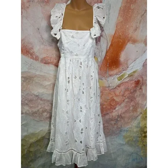 Anthropologie Forever That Girl Tie-Back Ruffled Eyelet Dress